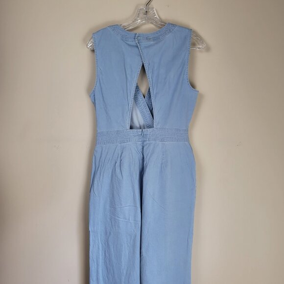 Jack by BB Dakota Suko Blue Chambray Jumpsuit Wide Leg - Picture 11 of 16